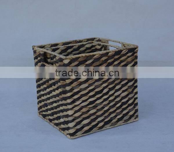 S/2 Square Natural Water Hyacinth Woven Storage Cubes