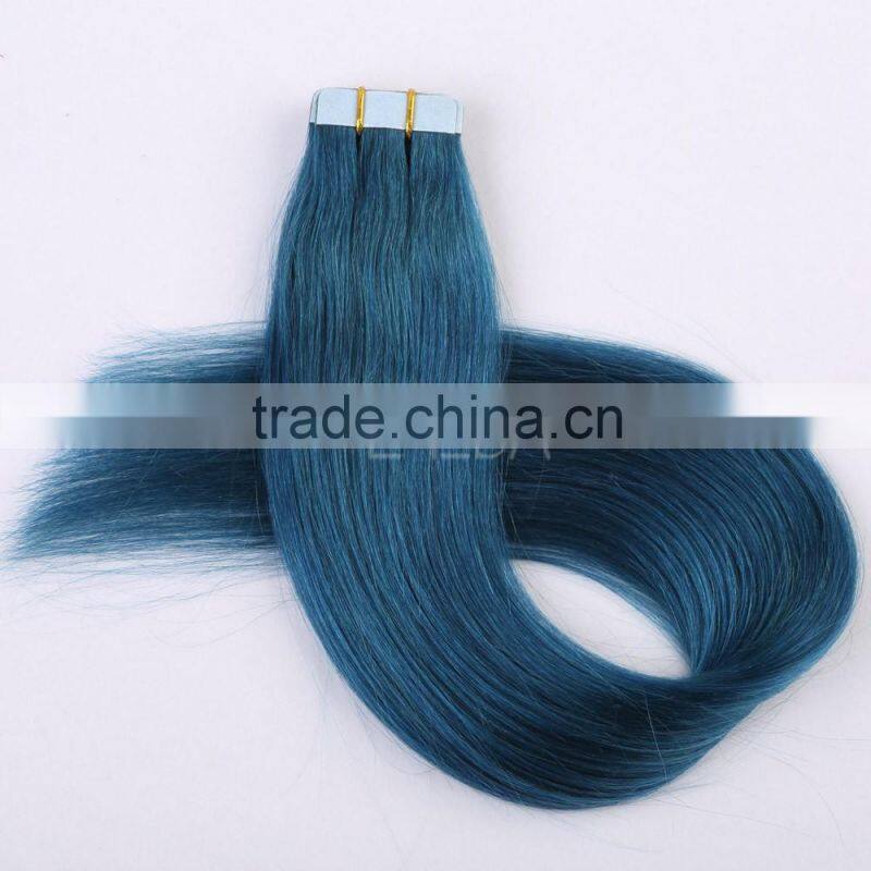 Caucasian euronext uk tape hair extensions dark blue