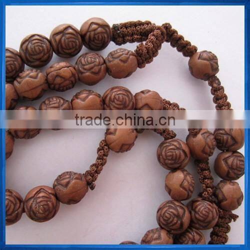 Dark brown faux rosebud bead rosary