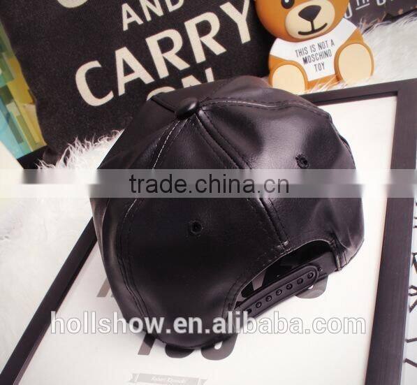 Cute Colorful Cartoon Animal Bear Pattern Leather Snapback Hats Custom