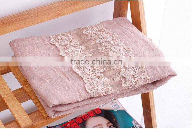 Wholesale New Plain Cotton Muslim Women Fashion Scarf Lace Hijab