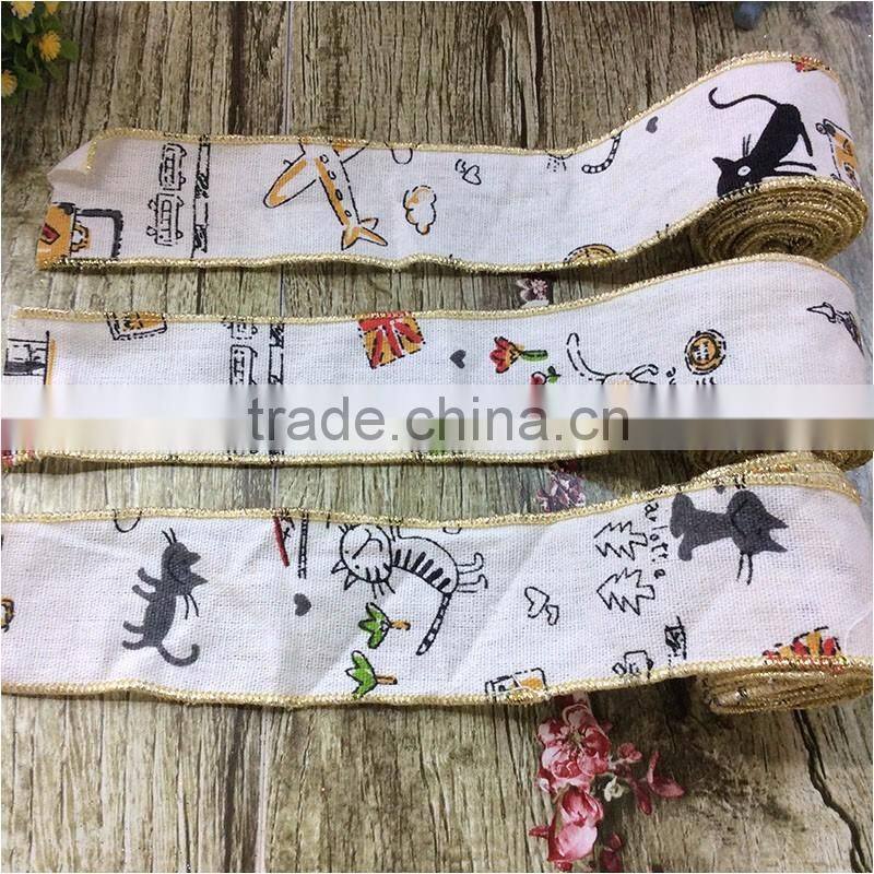 Customized size lovely customized cartoon DIY crafts decoration burlap and cotton roll