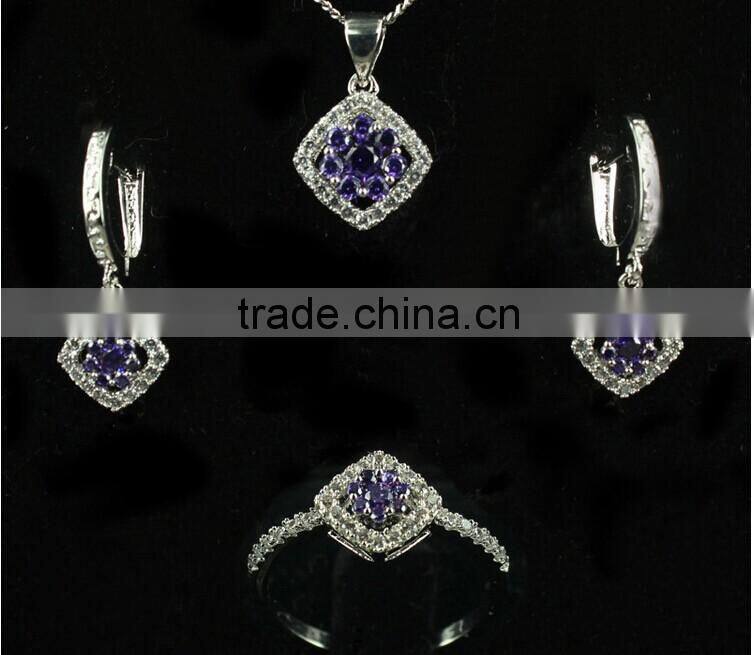 2014 Alibaba Bridal wedding jewelry necklace set diamond ruby jewelry set