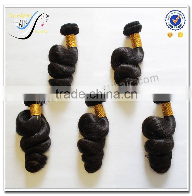 Wholesale top quality spring curl natural black hair 100% virgin human hair loose wave