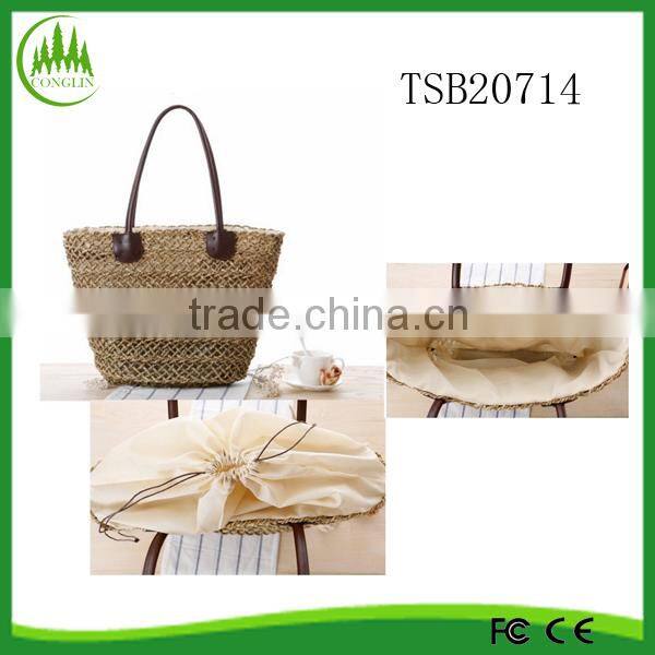 2015 New Product Women Tote Woven Beach Bag Colorful Balls Straw Bag