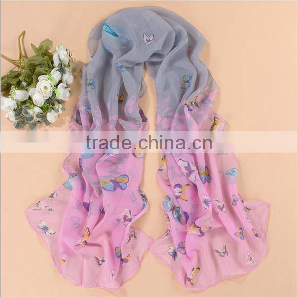 wholesale latest design lady floral screen printing silk scarf