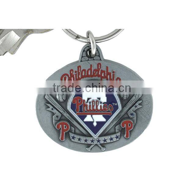 Lead & Nickel Free!! Softball MOM Key Chain Silver Tone Oval That Displays A Softball & Bats Keyring