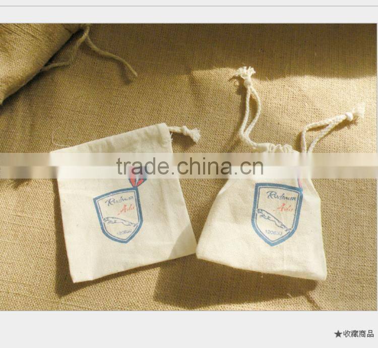 2015 10*14cm Cotton Pull String Pouch with lace