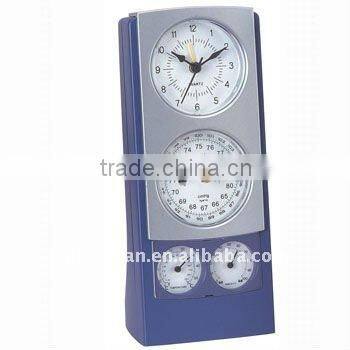 analog weather station clock with themometer & hygrometer & barometer
