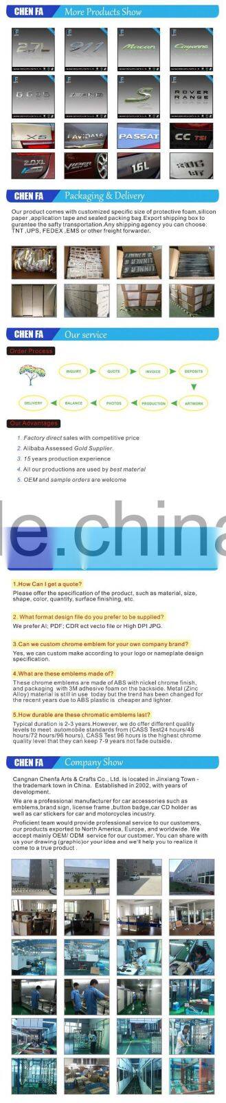 2015 hot sale ABS chrome badges sticker car chrome letter