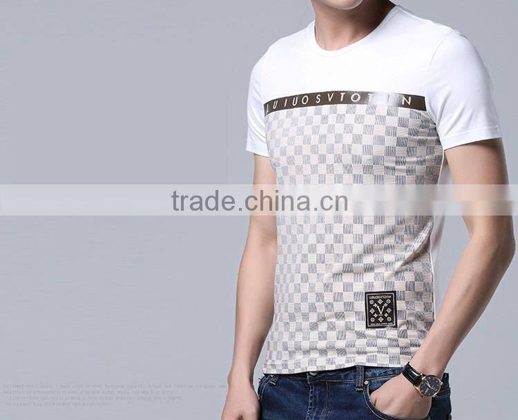 O neck cotton t-shirt with dark blue color