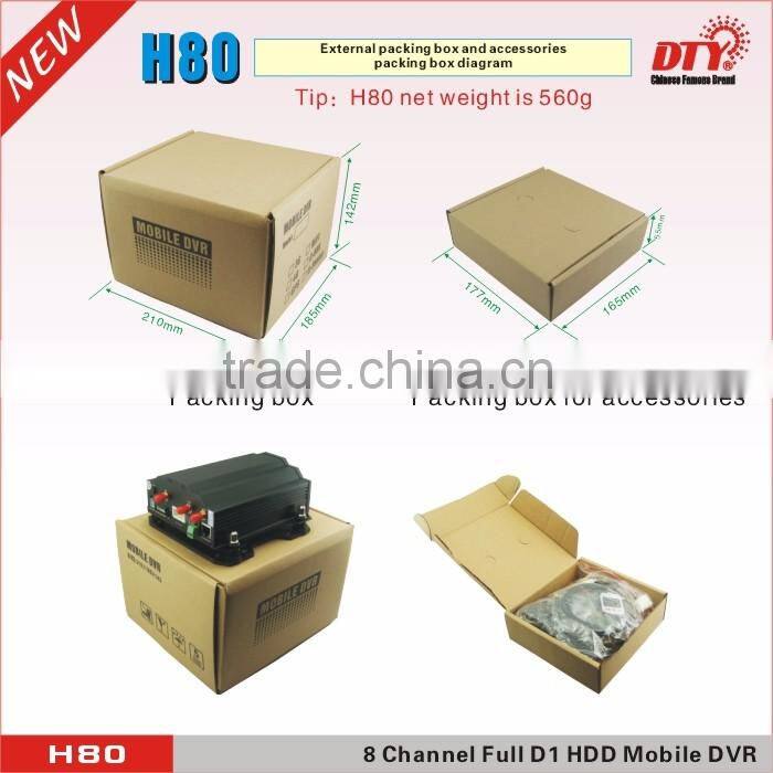 8CH H.264 HDD & SD Card Full D1 MDVR Mobile Video Surveillance Recorder System: H80