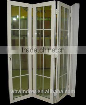 2016new product patio PVC/UPVC serise glass folding doors with grill design,PVC/UPVC grill designs bi-fold doors