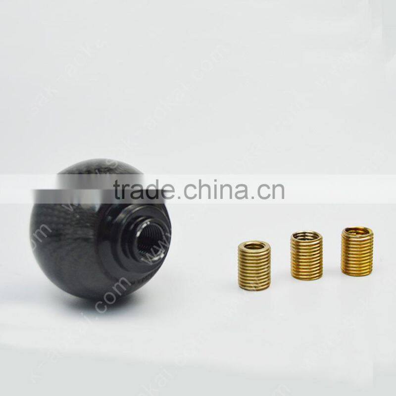 Real 3k Carbon Fiber Top Aluminum Ball Gear Shift Knob Head Manual Black