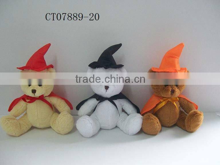 Halloween colorful plush bear toy with scarf