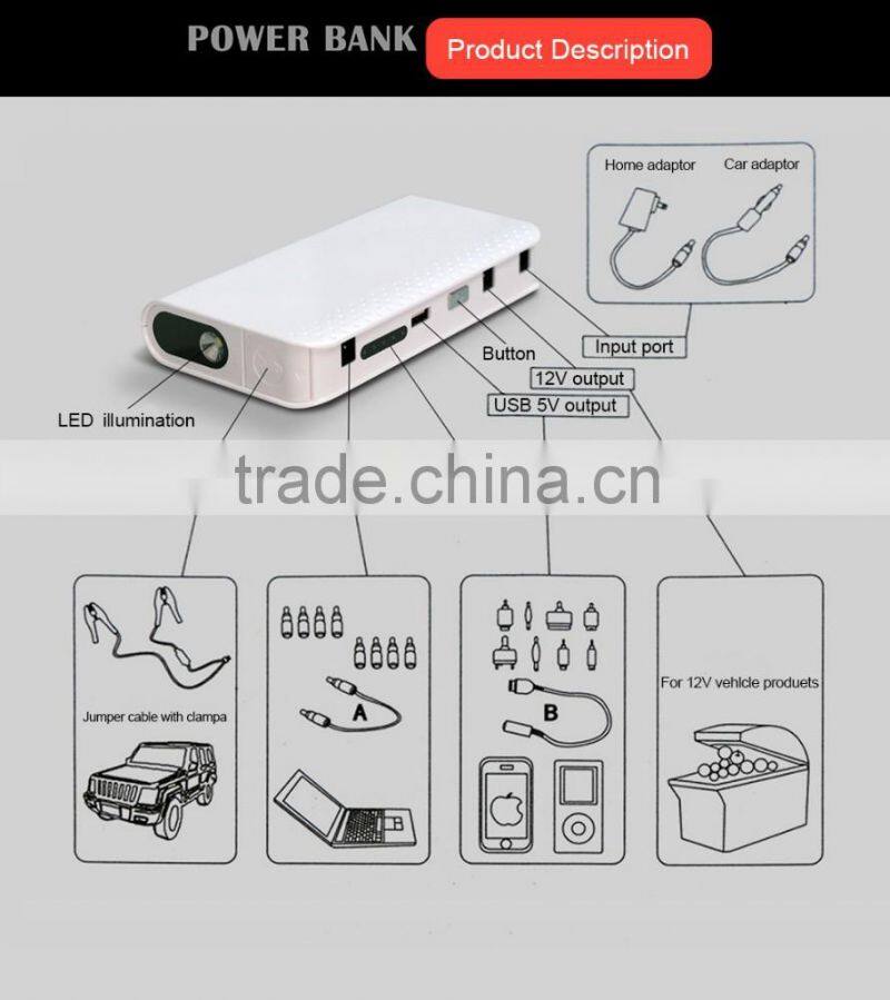 12000mah multi-function Car Emergency Jump Starter/12v auto parts/starter battery for winter driving