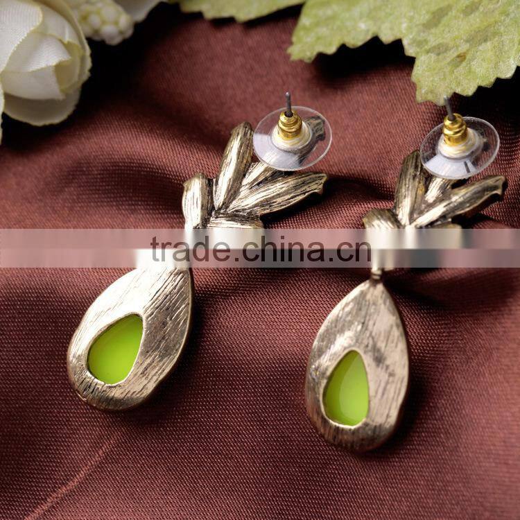 Fluorescence yellow drop acrylic flower shaped latest trends earrings