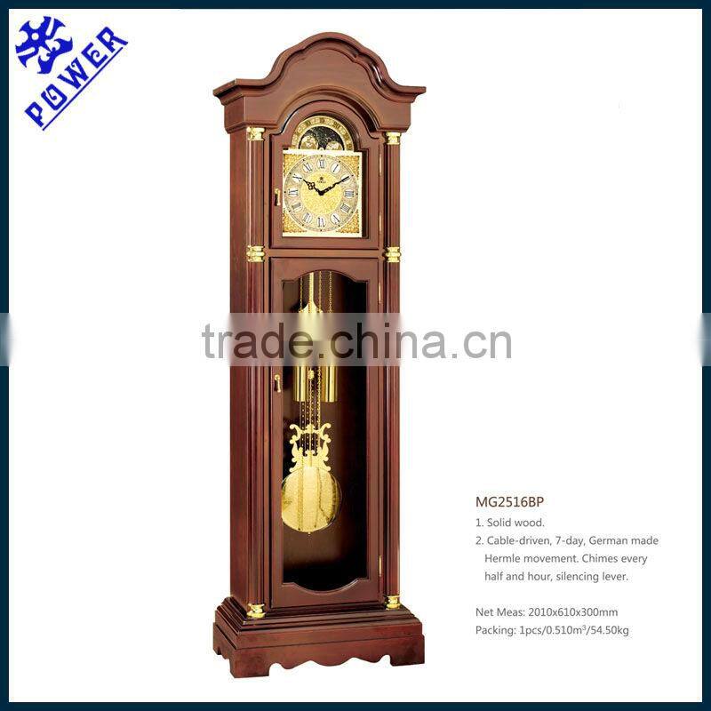 Traditional arts grandfather clock Solid wood Strikes every half and hour German made Hermle movement MG2106BP