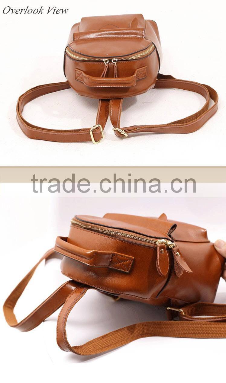 2016 luxury leather backpacks oil wax genuine leather travel backpack