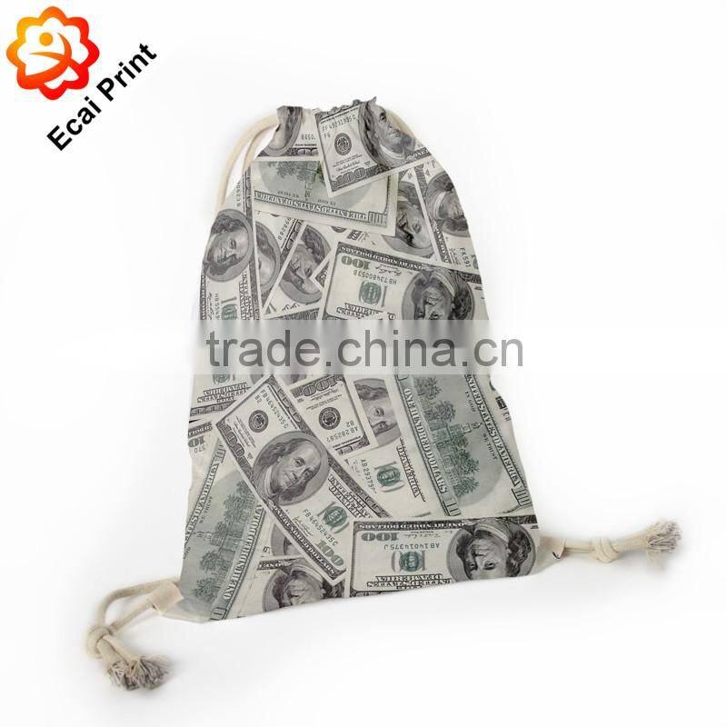 High quality latest digital printing sublimated drawstring backpack bag