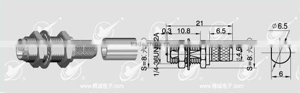 Gold Plated Reverse Polarity SMA female body with male pin crimp straight for RG58 cable bulkhead