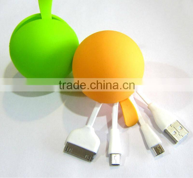 Ball shape 4 in 1 usb charging cable and data cable