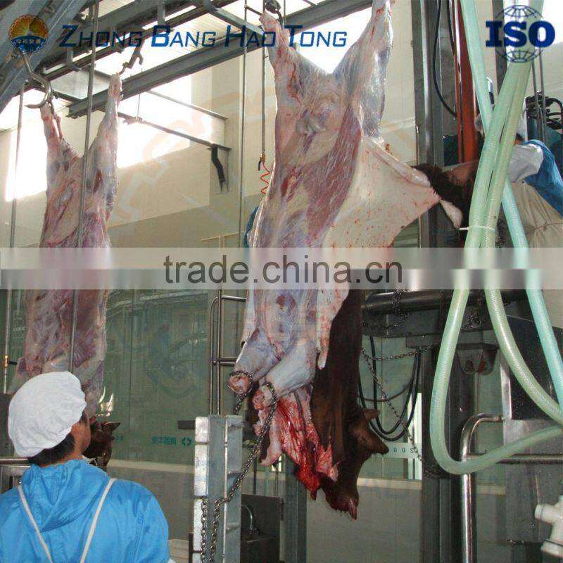 cattle skin removing machine with motorized elevating roller for cattle slaughterhouse