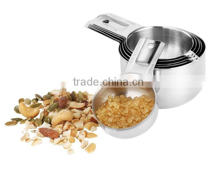 High quality food metal stainless steel measuring cups 6 pcs