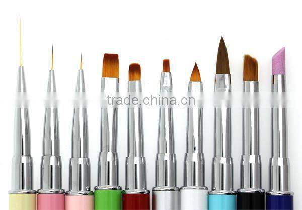 Hot 10pcs nail brush set include nail liner brush,nail gel brush,nail acrylic brush and Nail Sculpture Pen