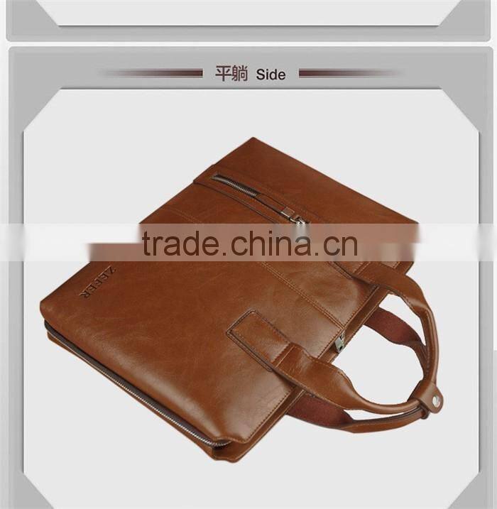 Luxury leather business laptop bag briefcase for man documents handbag
