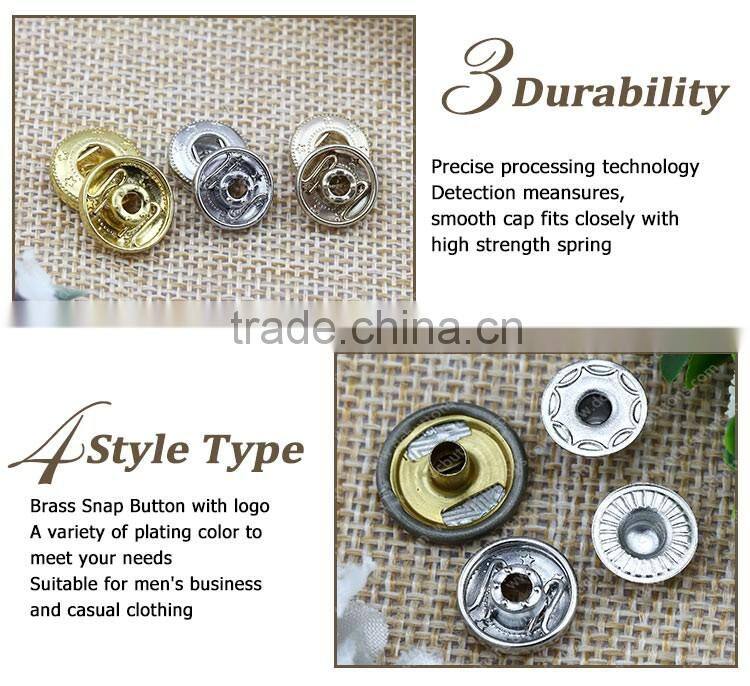 15MM Casual Fastener Twill Design Press Metal Snap Button for Casual Clothing