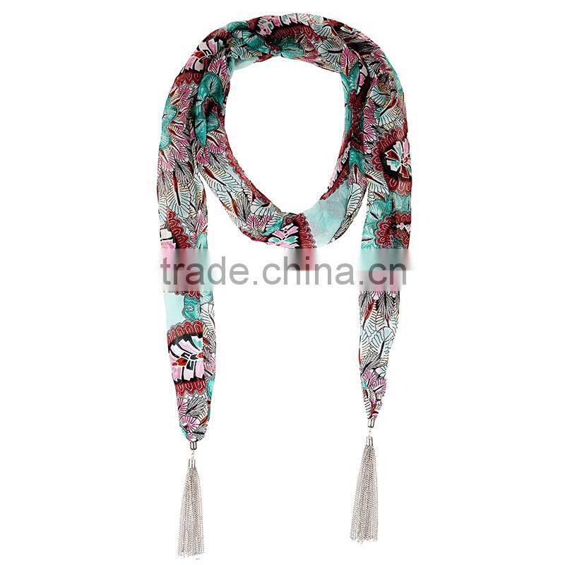 Top sale passion tropical plants printing scarf,functional scarf
