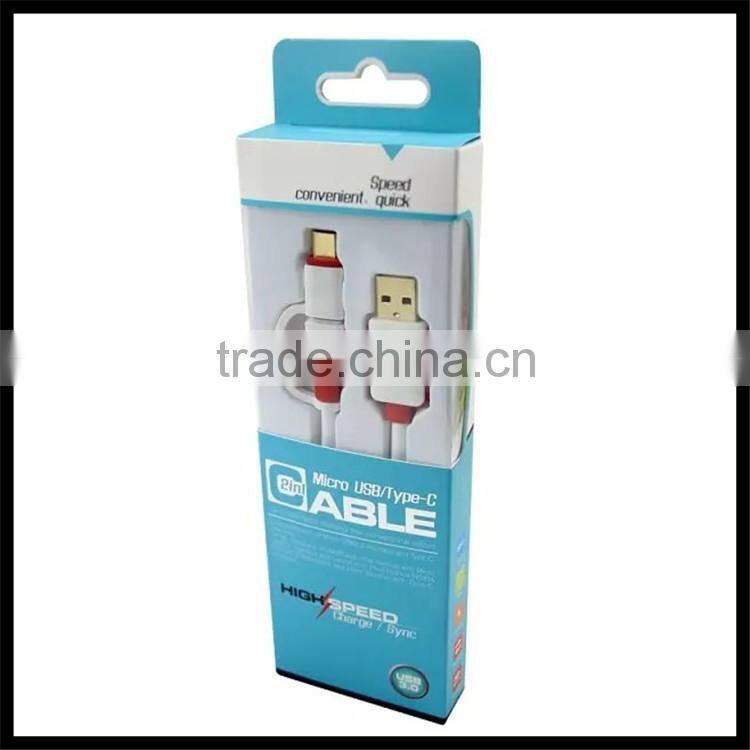 2016 Wholesale 2in1 Type C and Android fast charging mobile phone usb cable