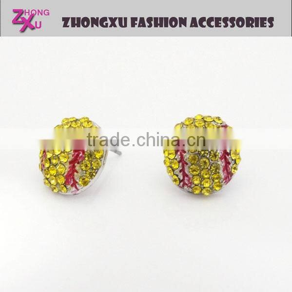 new custom sport earring rhinestone softball earring