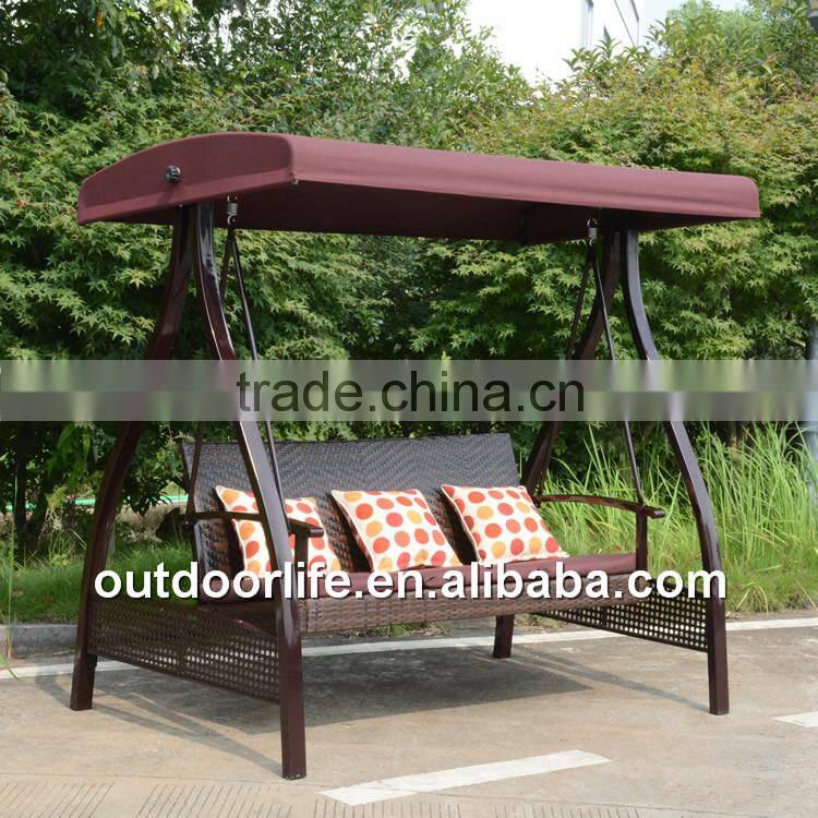Outdoor double swing chair, rattan hanging swing chair