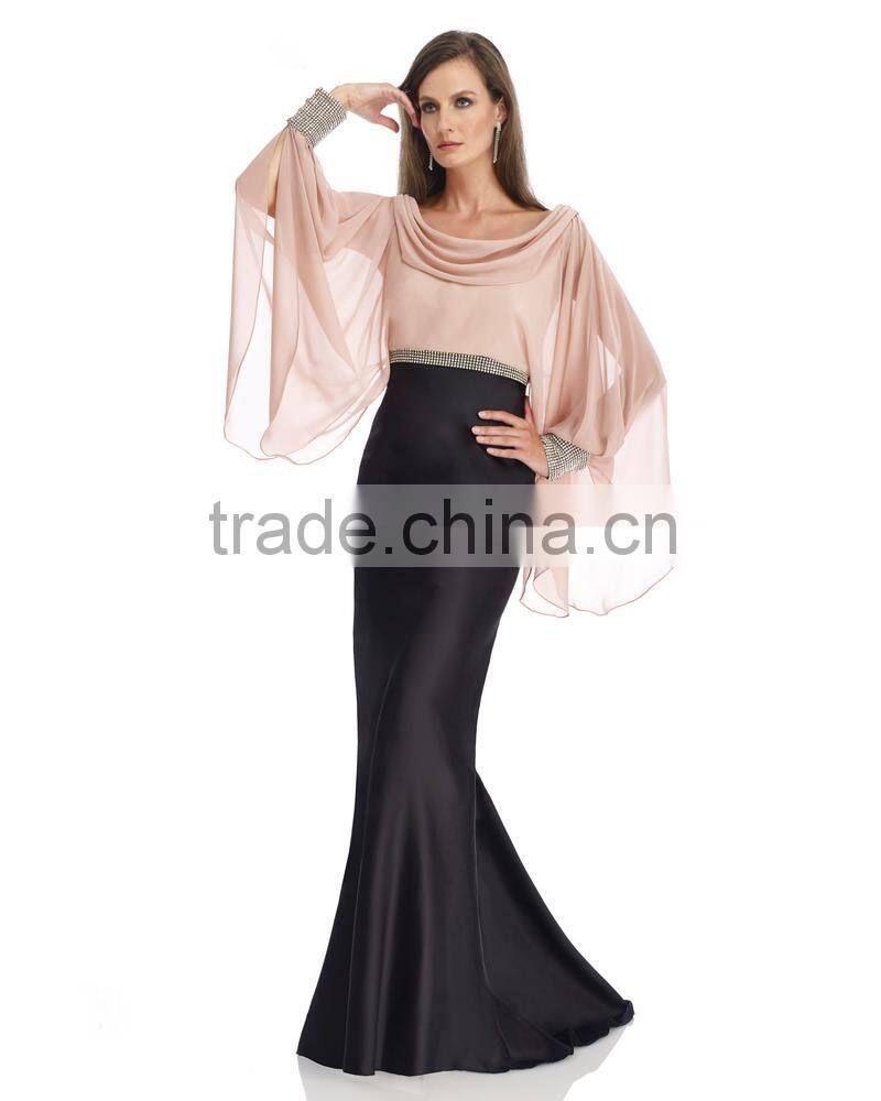 ED726 Latest vestido de festa Satin Arabic Evening Dress Plus Size Long Sleeve Dubai Sexy Party Dresses Evening Gowns
