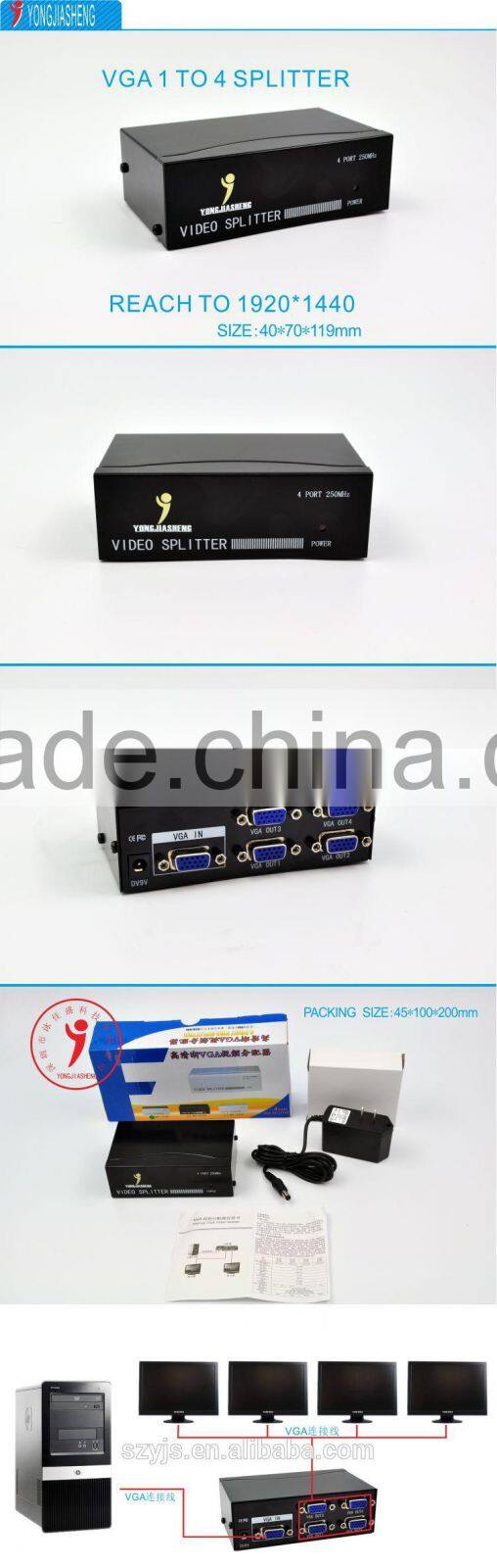 4 channel1 In 4 Out Audio Video Distributor BNC conector splitter