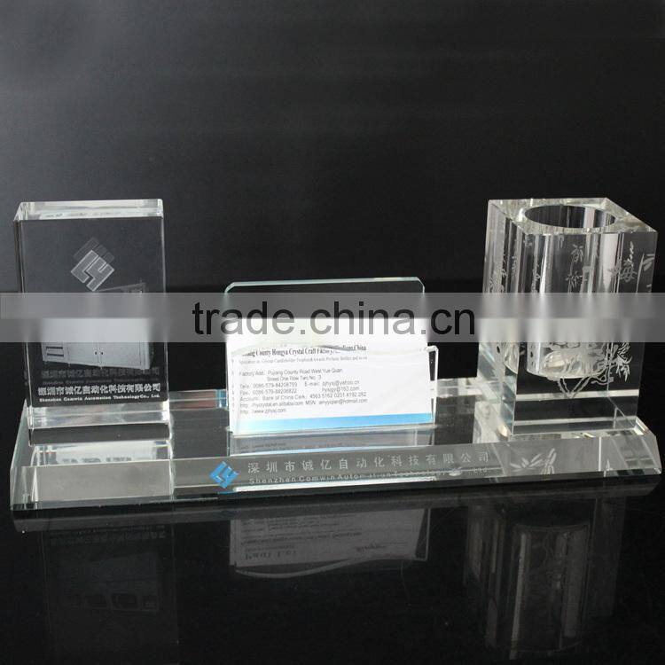 High quality crystal office set with card & pen container