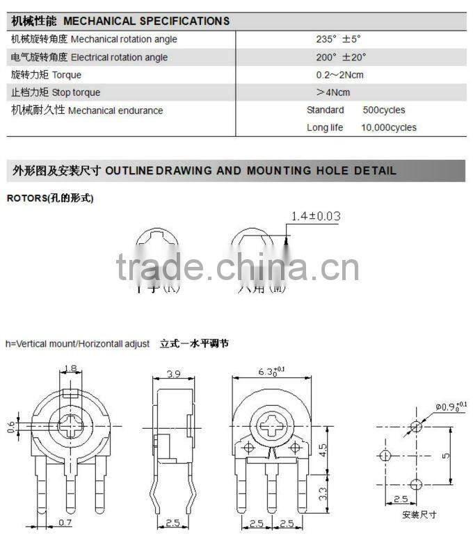 HW-TB1001V01 variable 47k resistor trimpot trimmer potentiometer piher acp trimpot resistor