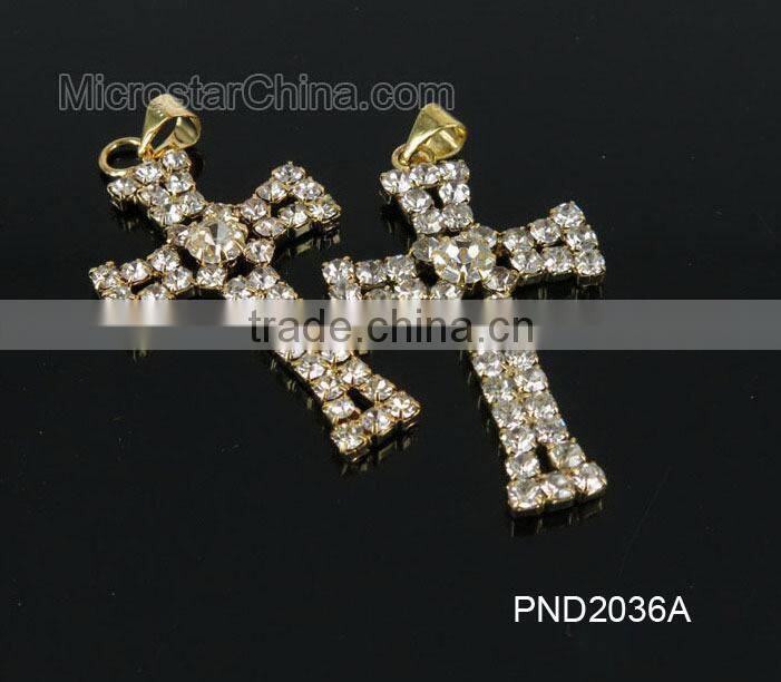 Fashion black color copper clear rhinestone cross locket pendant necklace