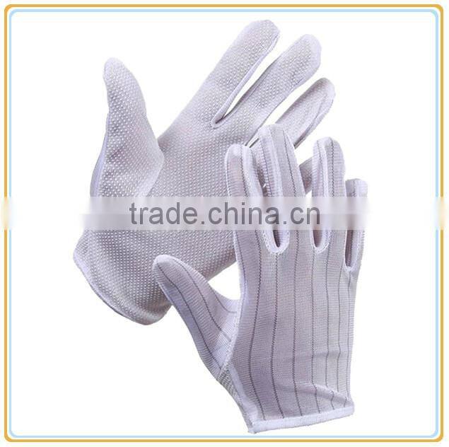 dust free 100% Polyester ESD pvc dotted gloves