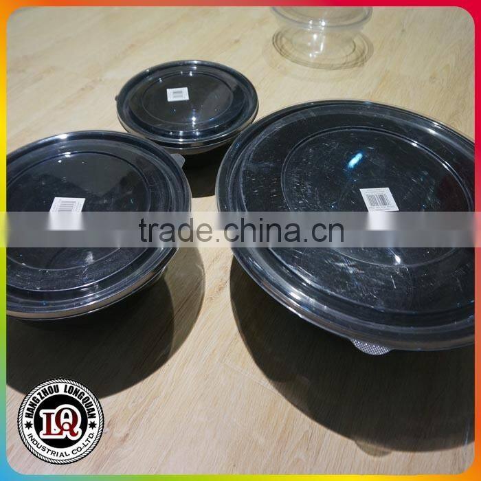 Disposable large plastic salad bowl with lid