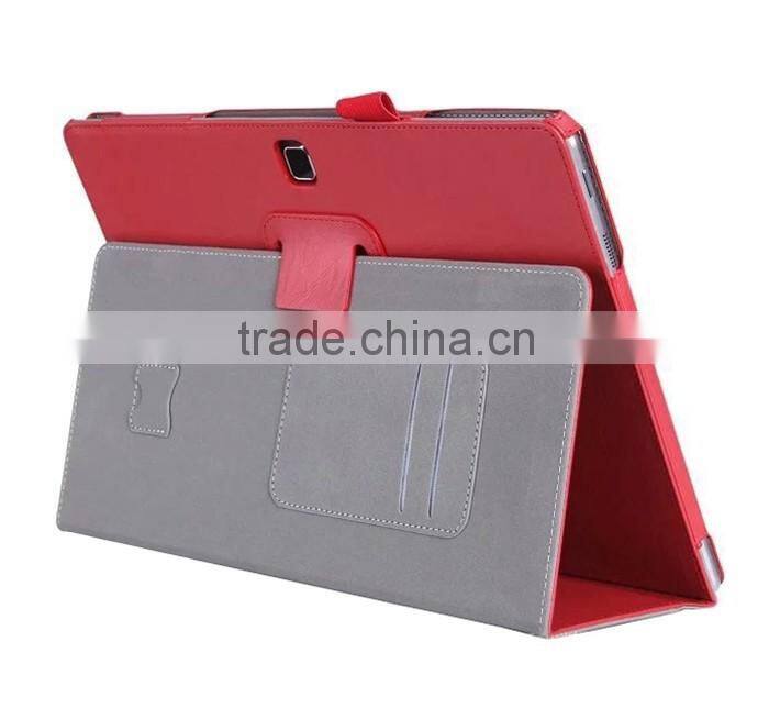 Factory Direct Pricing Cow Leather Multifunctional Case for Samsung Tab Pro S with Built in Stand, Hand Strap