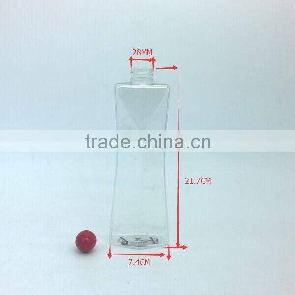 500 ml square shape clear PET fruit juice bottle mineral water bottle