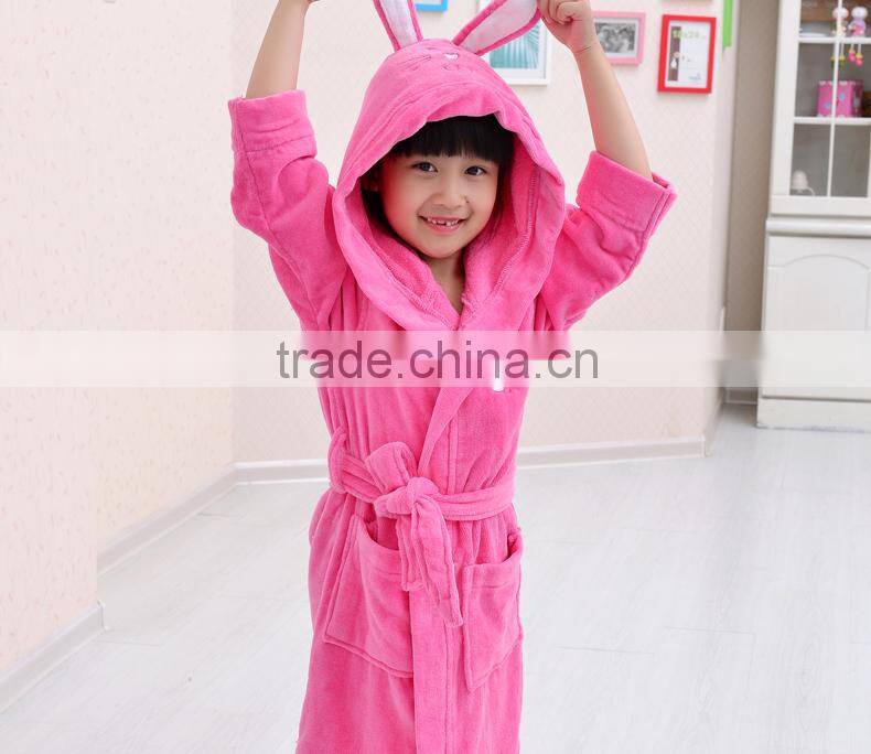 Children Bathrobe with hooed Cotton Cute Bathrobe