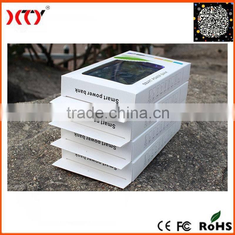 High Capacity Alloy Dual USB 10000mAh Solar Power Bank With Camping LED Light
