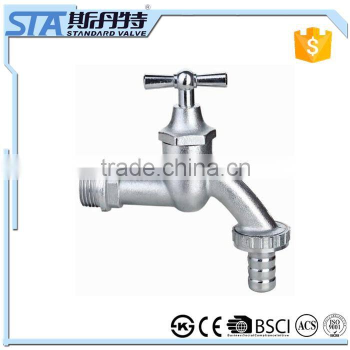 ART.2001 Forge Nickel Plated Brass Water Bibcock Valve With Hose Connector Garden Outdoor Bibcock Basin Tap Toilet Water Bibcock