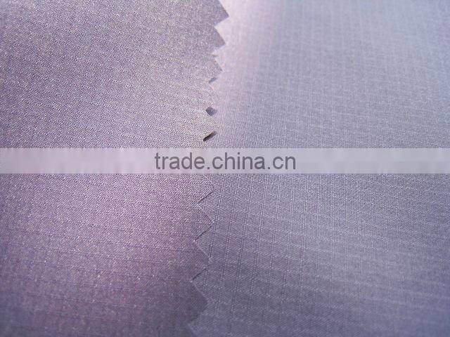 380T 0.15 100%Polyester double yarn Ribstop Pongee Fabric