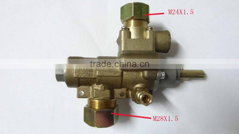 Brass safety automatic emergency shut-off gas control valve with pilot fire port for kitchen equipment