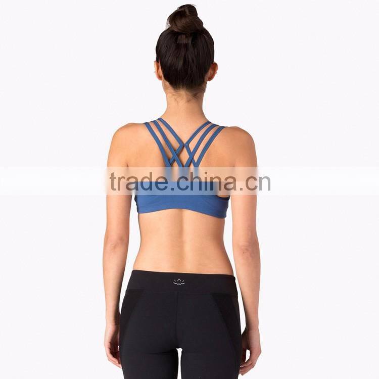 Triple Strap Cross Back Custom Logo Women Workout Bra Fitness Top